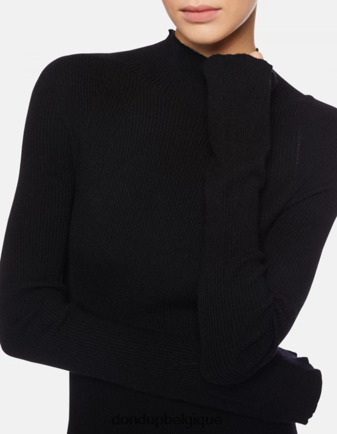 femmes vêtements DONDUP noir robe longue en viscose 8826D0283