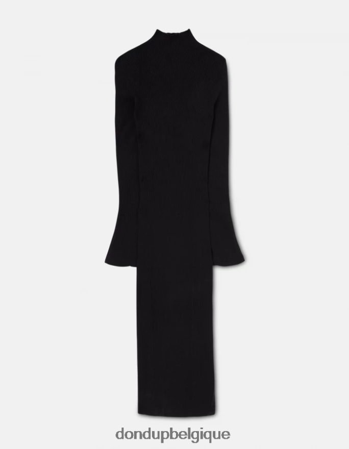 femmes vêtements DONDUP noir robe longue en viscose 8826D0283