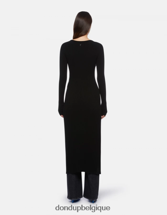 femmes vêtements DONDUP noir robe longue en viscose 8826D0286