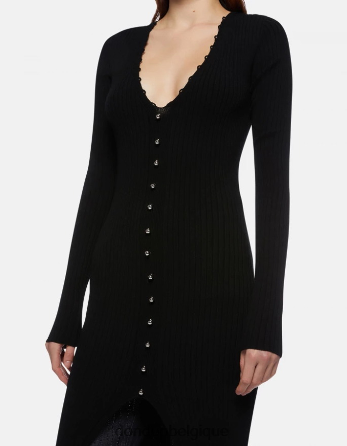 femmes vêtements DONDUP noir robe longue en viscose 8826D0286