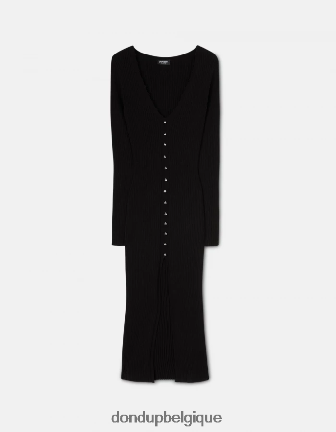 femmes vêtements DONDUP noir robe longue en viscose 8826D0286