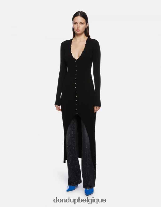 femmes vêtements DONDUP noir robe longue en viscose 8826D0286