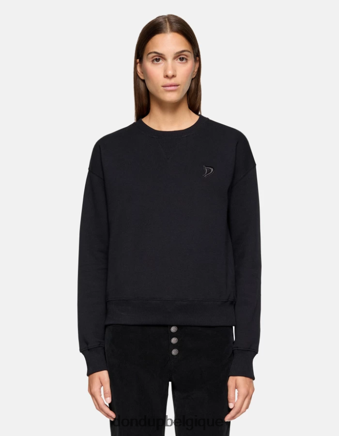 femmes vêtements DONDUP noir sweat-shirt coupe classique à col rond 8826D0422