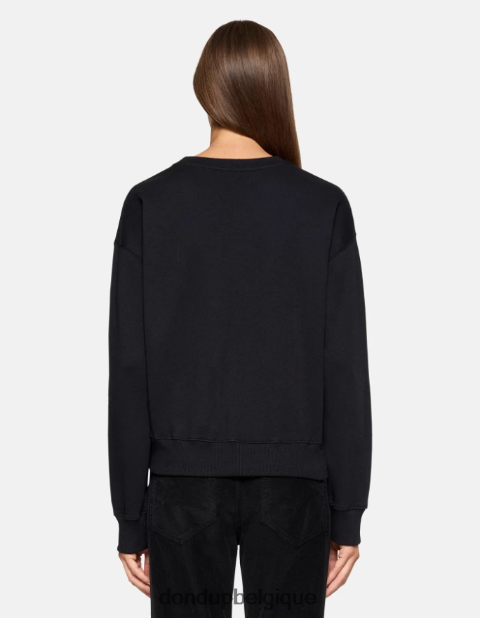 femmes vêtements DONDUP noir sweat-shirt coupe classique à col rond 8826D0422
