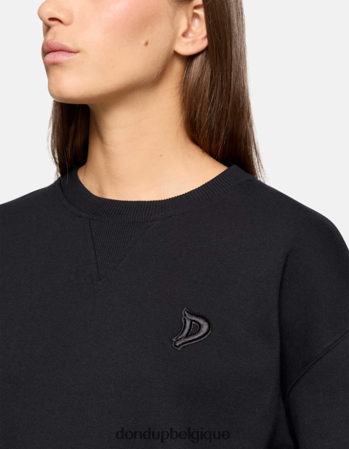 femmes vêtements DONDUP noir sweat-shirt coupe classique à col rond 8826D0422
