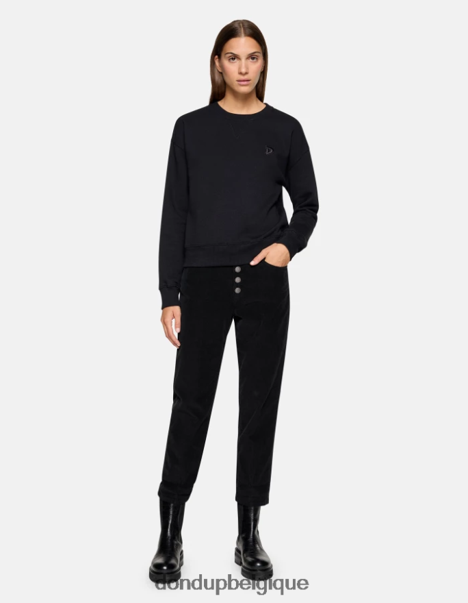 femmes vêtements DONDUP noir sweat-shirt coupe classique à col rond 8826D0422
