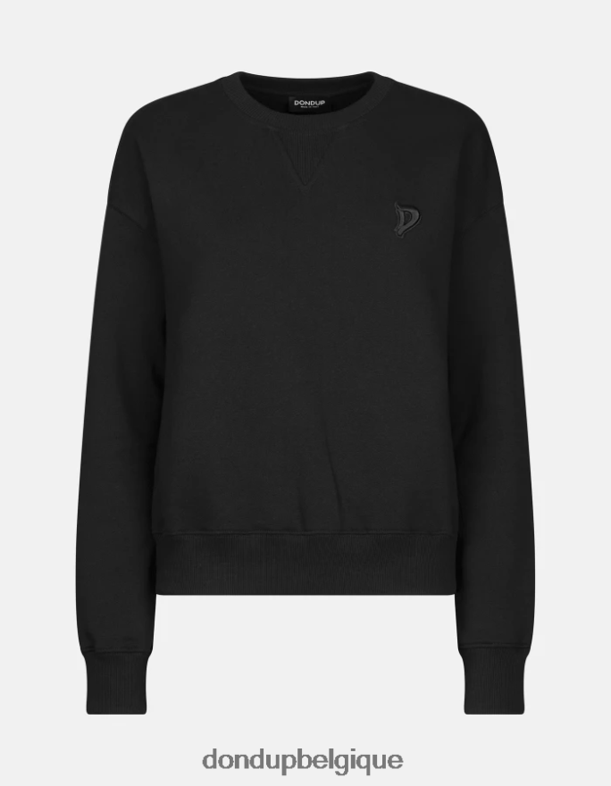 femmes vêtements DONDUP noir sweat-shirt coupe classique à col rond 8826D0422