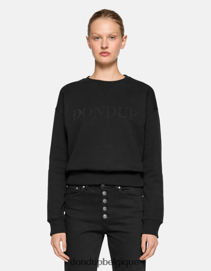 femmes vêtements DONDUP noir sweat-shirt coupe classique à col rond 8826D0428