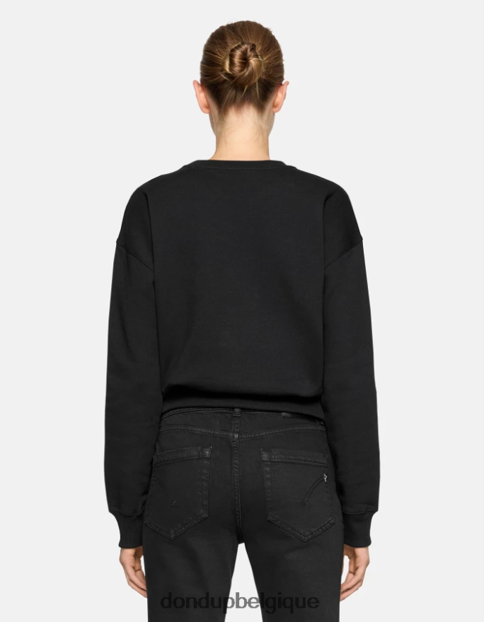 femmes vêtements DONDUP noir sweat-shirt coupe classique à col rond 8826D0428