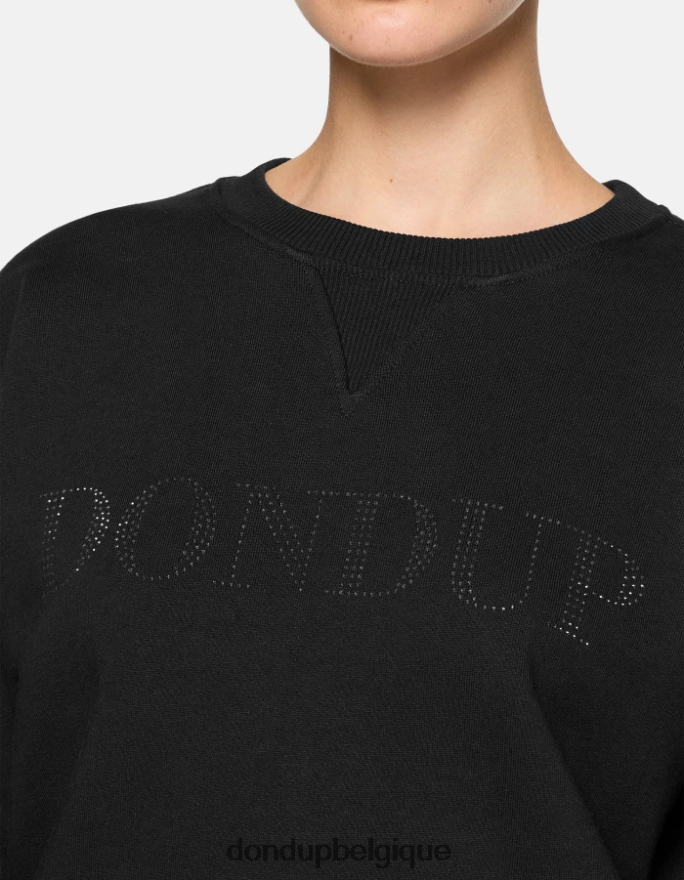 femmes vêtements DONDUP noir sweat-shirt coupe classique à col rond 8826D0428