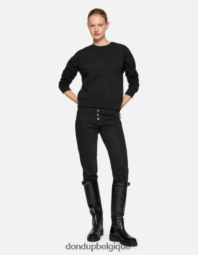 femmes vêtements DONDUP noir sweat-shirt coupe classique à col rond 8826D0428
