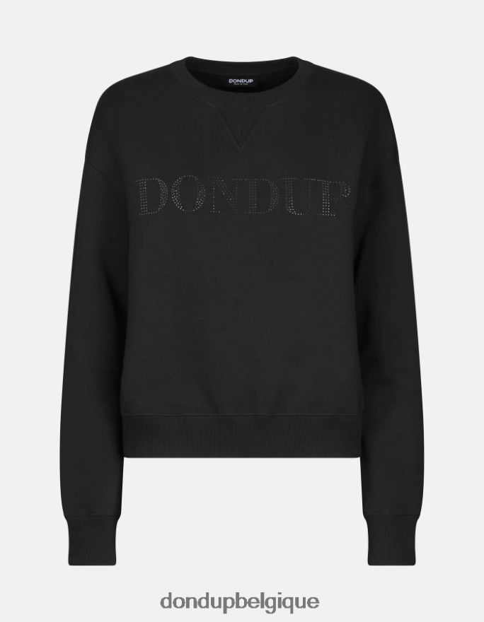 femmes vêtements DONDUP noir sweat-shirt coupe classique à col rond 8826D0428
