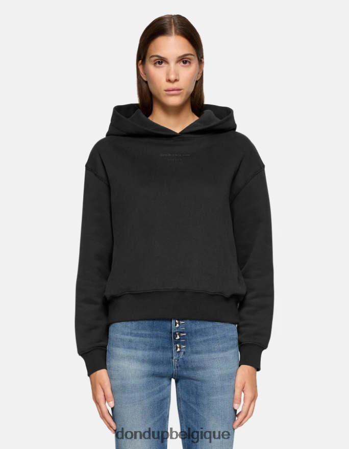 femmes vêtements DONDUP noir sweat à capuche coupe classique 8826D0424