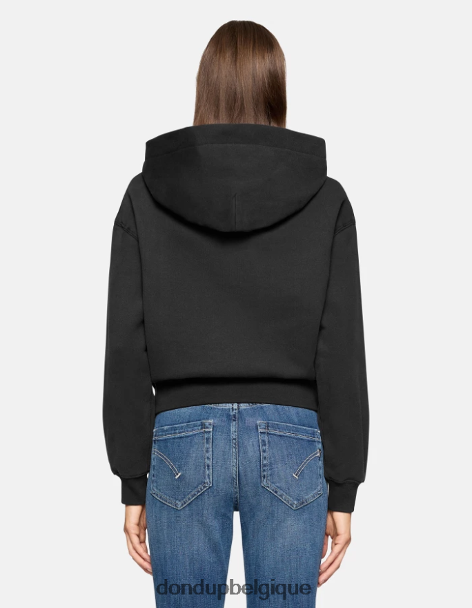 femmes vêtements DONDUP noir sweat à capuche coupe classique 8826D0424