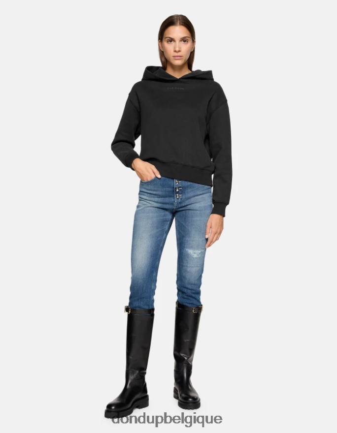 femmes vêtements DONDUP noir sweat à capuche coupe classique 8826D0424