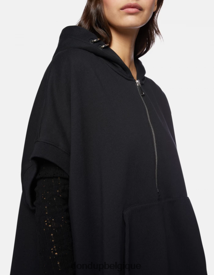 femmes vêtements DONDUP noir sweat à capuche surdimensionné 8826D0442