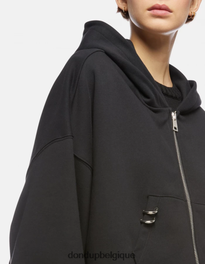 femmes vêtements DONDUP noir sweat à capuche surdimensionné 8826D0445