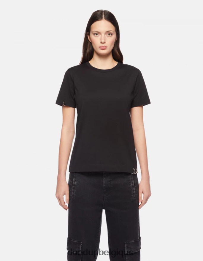 femmes vêtements DONDUP noir t-shirt coupe classique 8826D0411