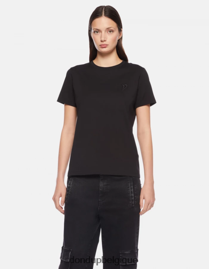 femmes vêtements DONDUP noir t-shirt coupe classique 8826D0413