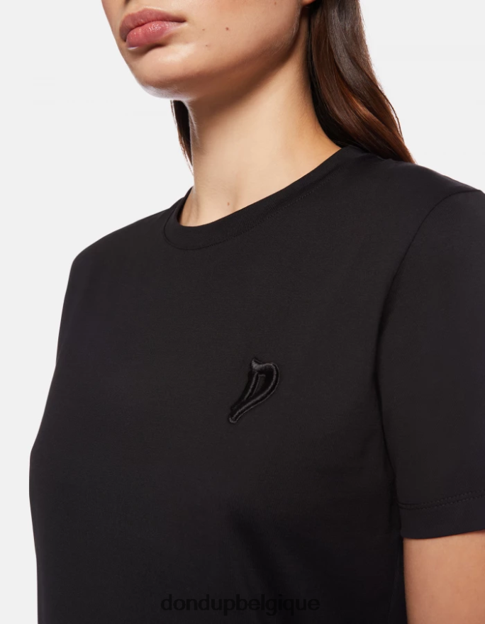 femmes vêtements DONDUP noir t-shirt coupe classique 8826D0413