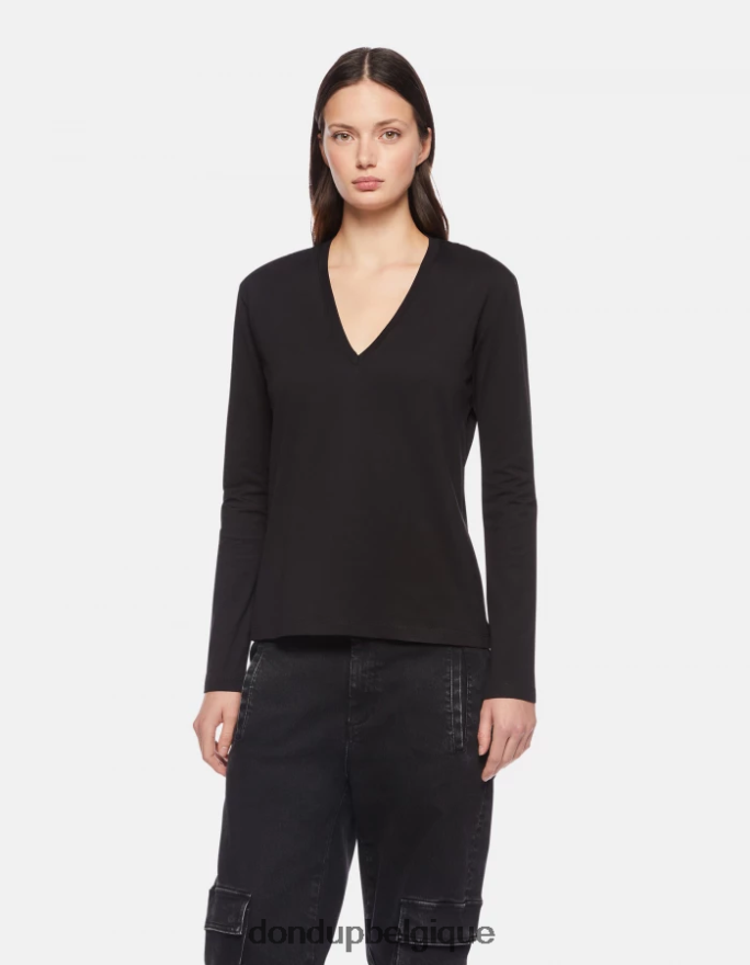 femmes vêtements DONDUP noir t-shirt coupe classique 8826D0448