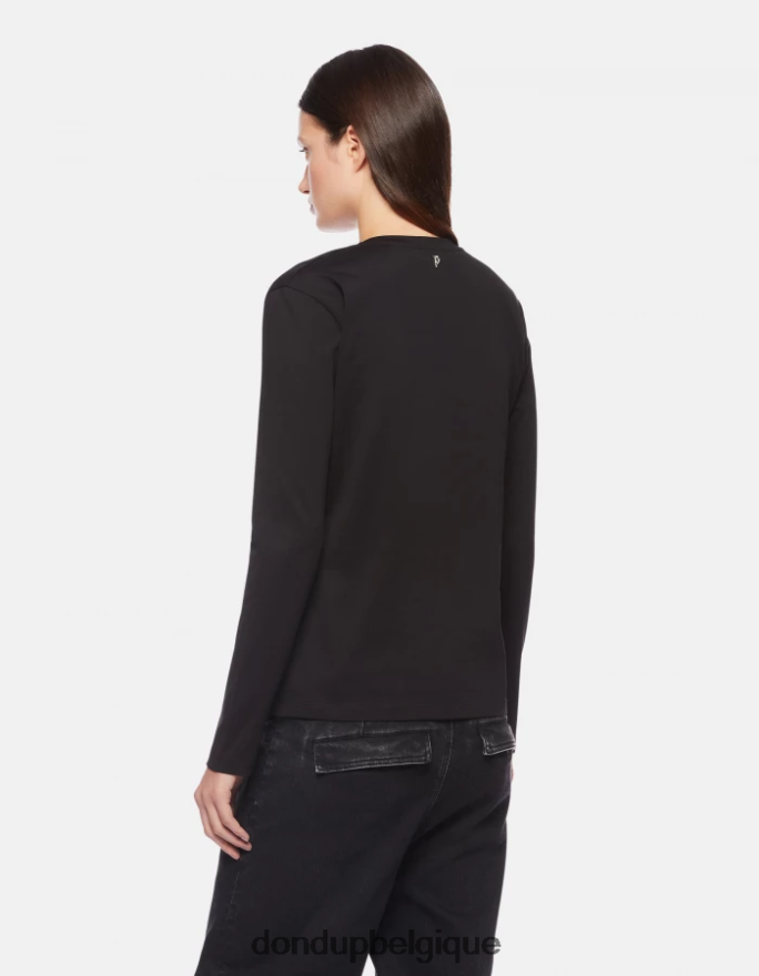 femmes vêtements DONDUP noir t-shirt coupe classique 8826D0448