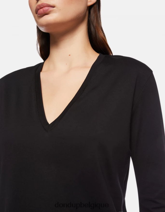 femmes vêtements DONDUP noir t-shirt coupe classique 8826D0448