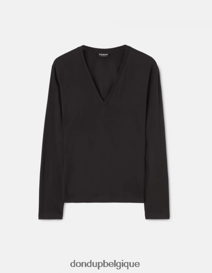 femmes vêtements DONDUP noir t-shirt coupe classique 8826D0448