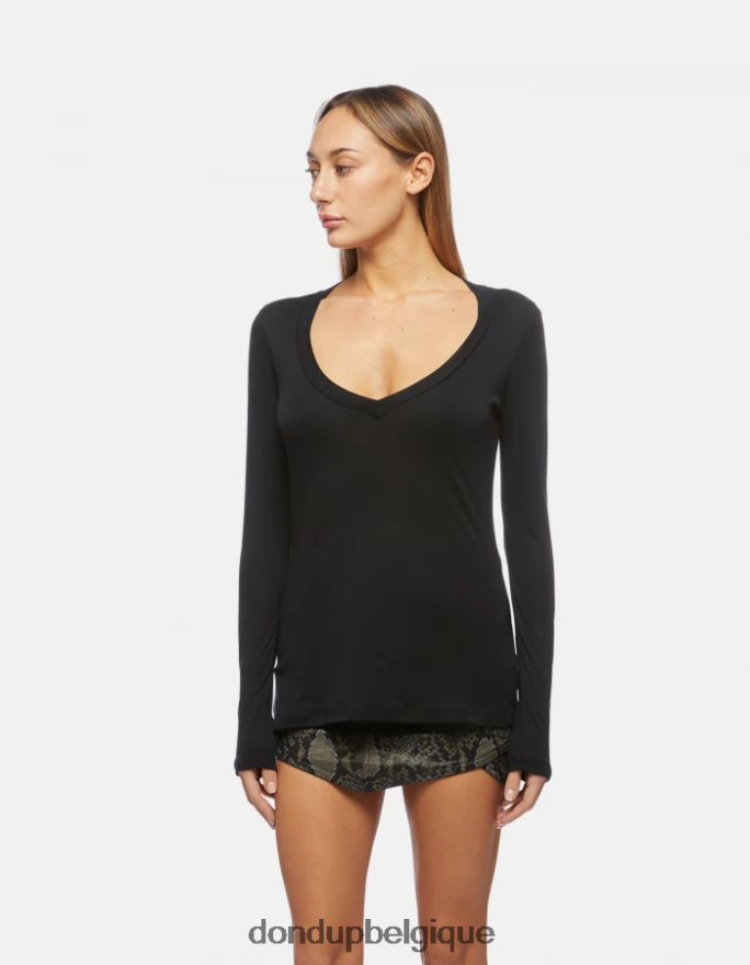 femmes vêtements DONDUP noir t-shirt coupe slim 8826D0415