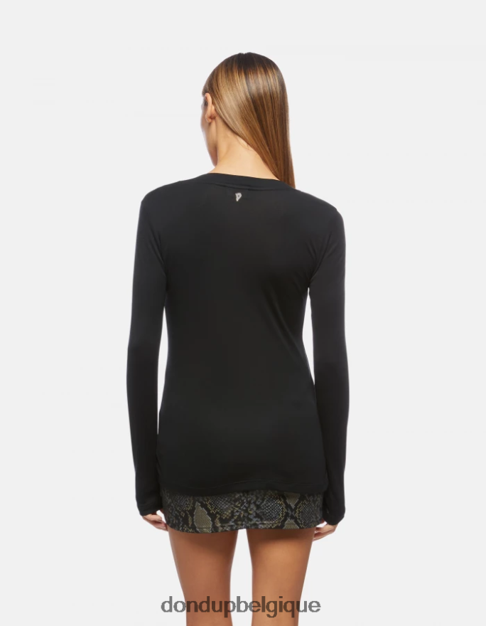 femmes vêtements DONDUP noir t-shirt coupe slim 8826D0415