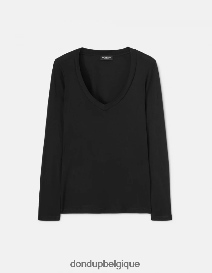 femmes vêtements DONDUP noir t-shirt coupe slim 8826D0415