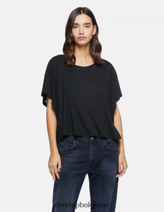 femmes vêtements DONDUP noir t-shirt oversize en interlock 8826D0449