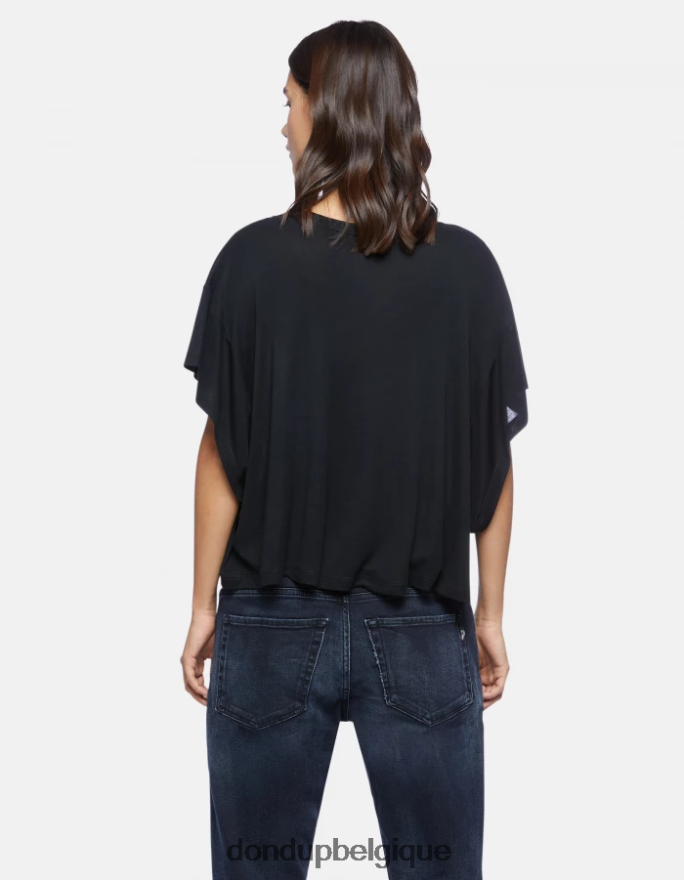 femmes vêtements DONDUP noir t-shirt oversize en interlock 8826D0449