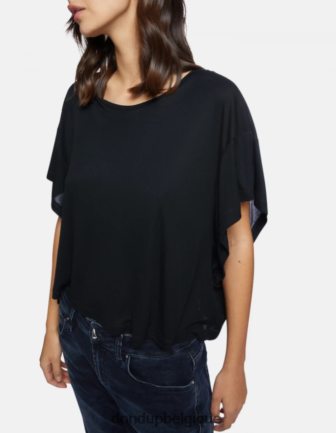 femmes vêtements DONDUP noir t-shirt oversize en interlock 8826D0449