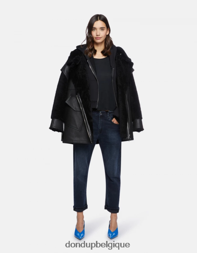 femmes vêtements DONDUP noir t-shirt oversize en interlock 8826D0449