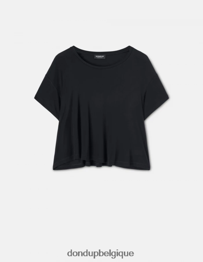 femmes vêtements DONDUP noir t-shirt oversize en interlock 8826D0449