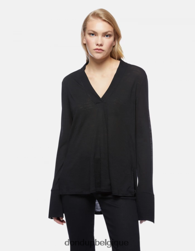 femmes vêtements DONDUP noir t-shirt oversize en laine 8826D0441