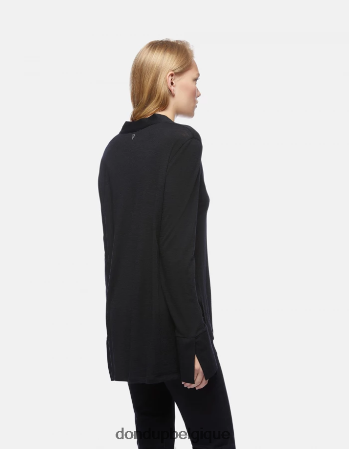 femmes vêtements DONDUP noir t-shirt oversize en laine 8826D0441