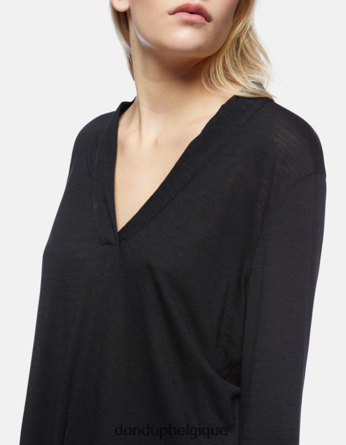 femmes vêtements DONDUP noir t-shirt oversize en laine 8826D0441