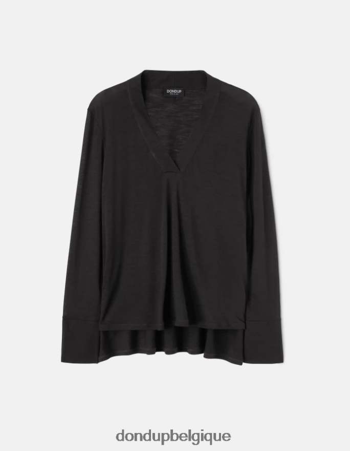 femmes vêtements DONDUP noir t-shirt oversize en laine 8826D0441