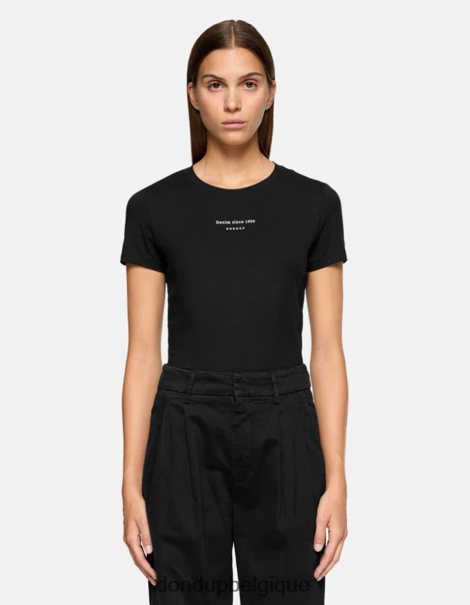 femmes vêtements DONDUP noir t-shirt slim en jersey 8826D0418