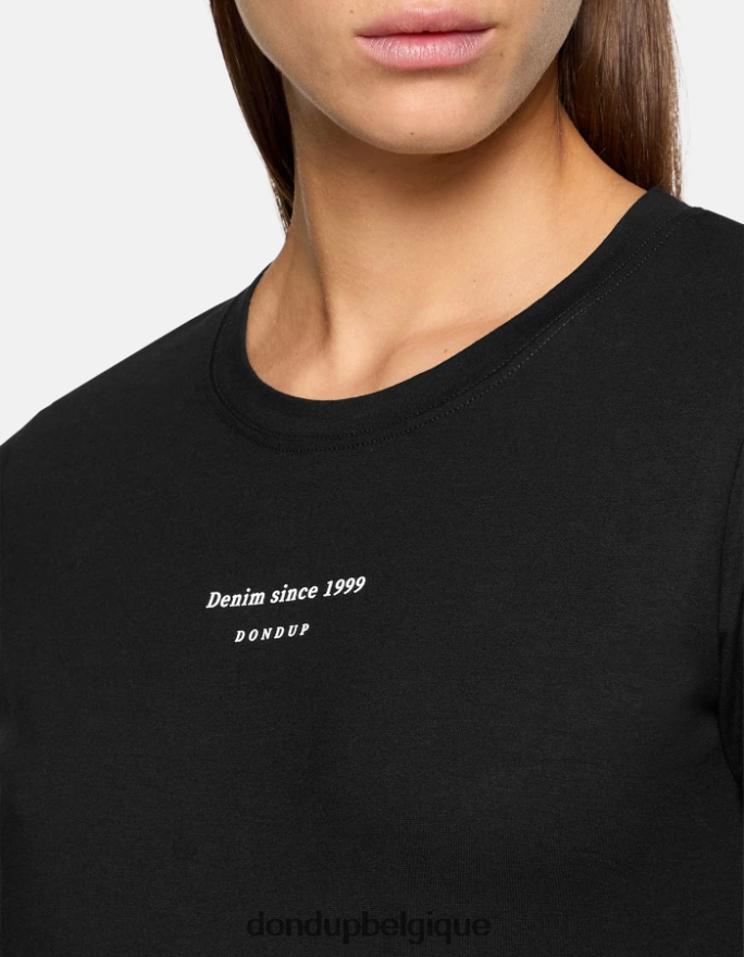 femmes vêtements DONDUP noir t-shirt slim en jersey 8826D0418