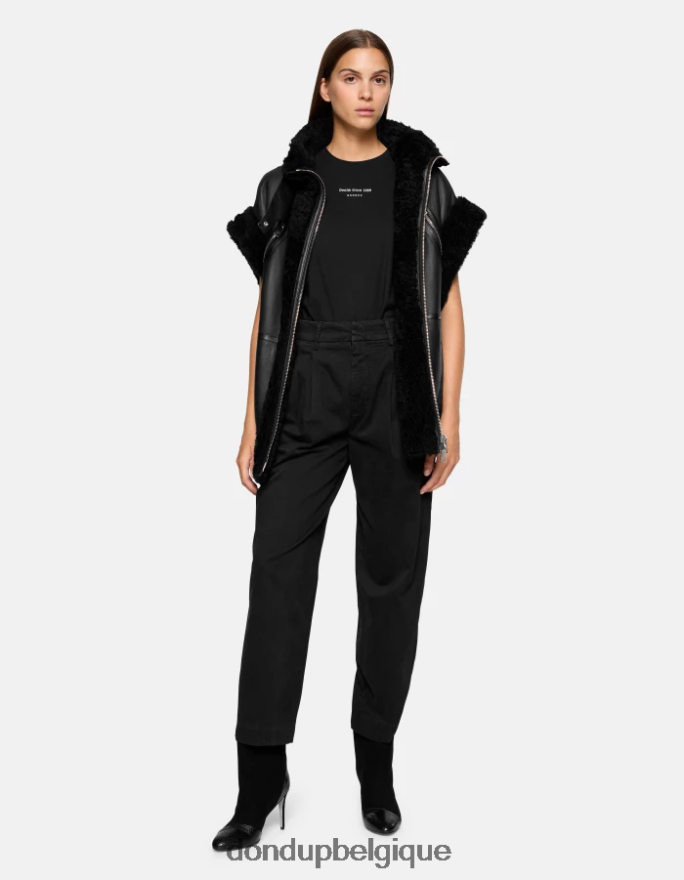 femmes vêtements DONDUP noir t-shirt slim en jersey 8826D0418
