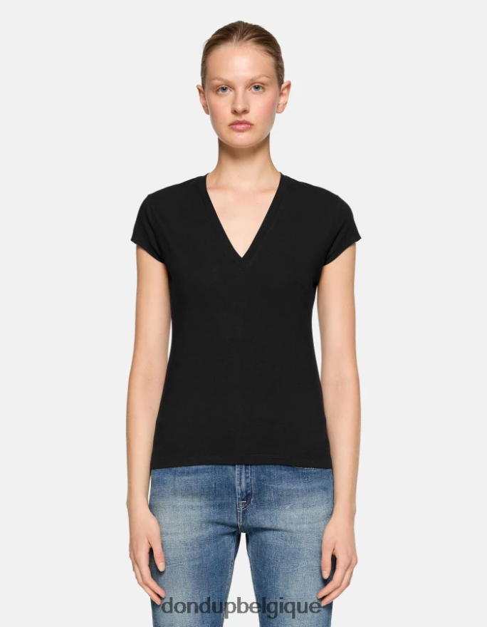 femmes vêtements DONDUP noir t-shirt slim en jersey 8826D0420