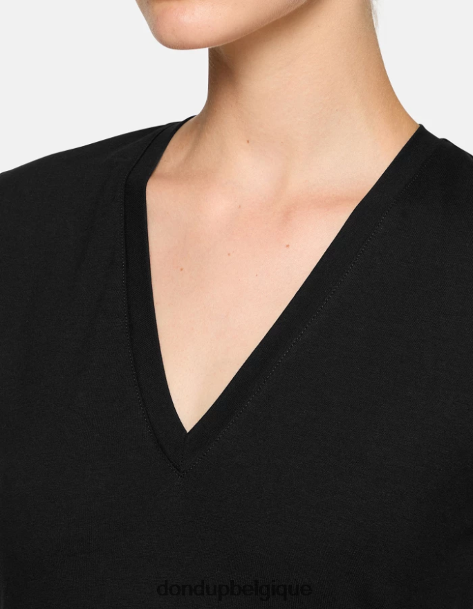 femmes vêtements DONDUP noir t-shirt slim en jersey 8826D0420