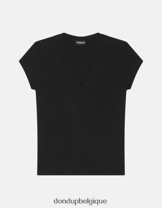 femmes vêtements DONDUP noir t-shirt slim en jersey 8826D0420