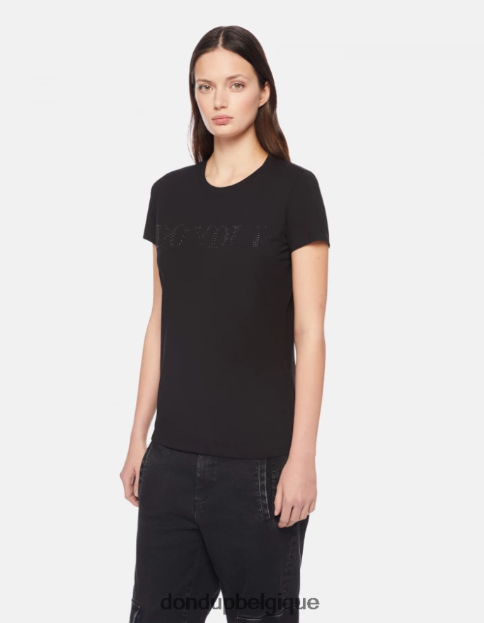 femmes vêtements DONDUP noir t-shirt slim en jersey 8826D0439