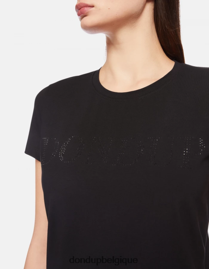 femmes vêtements DONDUP noir t-shirt slim en jersey 8826D0439