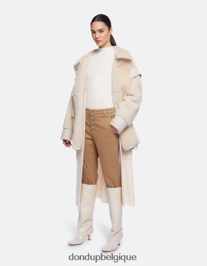 femmes vêtements DONDUP sable pantalon ample en tricotine nima 8826D0232