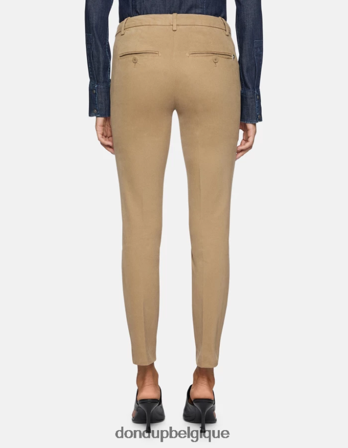 femmes vêtements DONDUP sable pantalon slim en coton parfait 8826D0178
